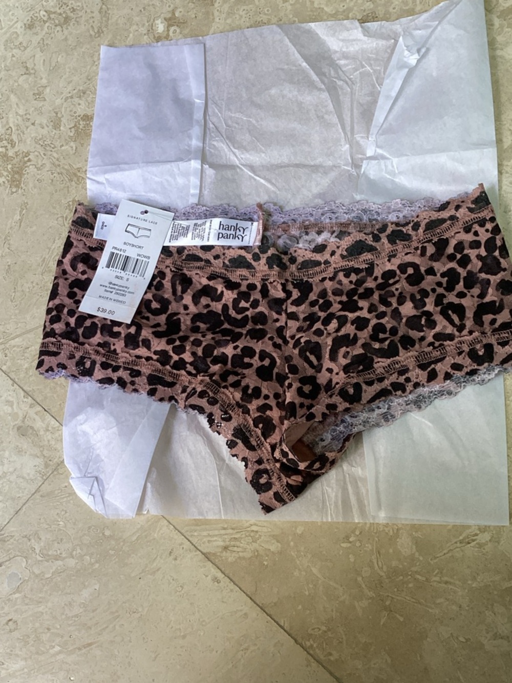 Hanky Panky Leopard-Print Boyshort Panty in Dusty Rose and Black
